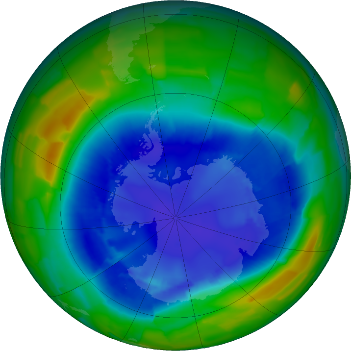 Antarctic ozone map for 29 August 2011
